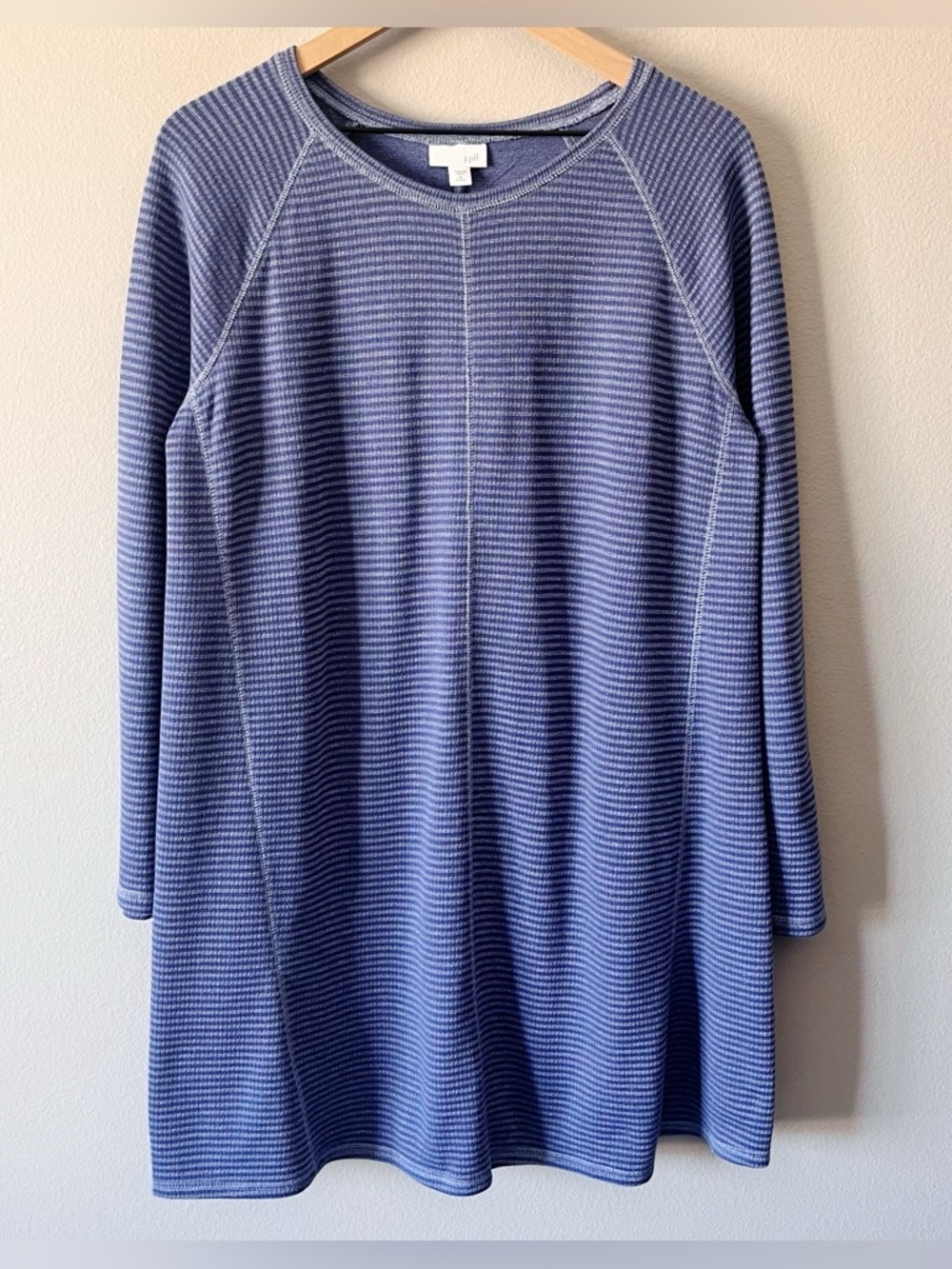 J. Jill NWT Blue Multi Stripe Long Sleeve Sweater Tunic Dress Size Medium Petite